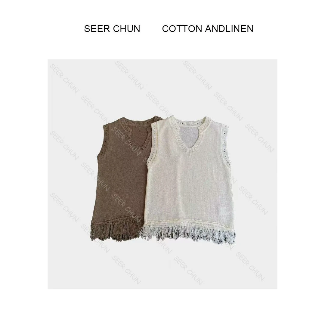 【纯纯女装】 SEER CHUN高品质气质流苏边和纸背心上衣 52161