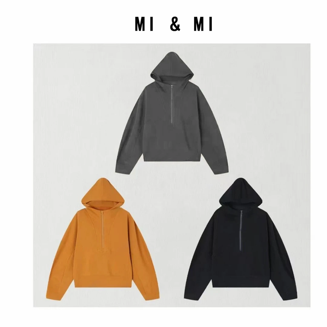 【米米服饰】2025 新款半拉链连帽宽松慵懒风女士卫衣 2502-299