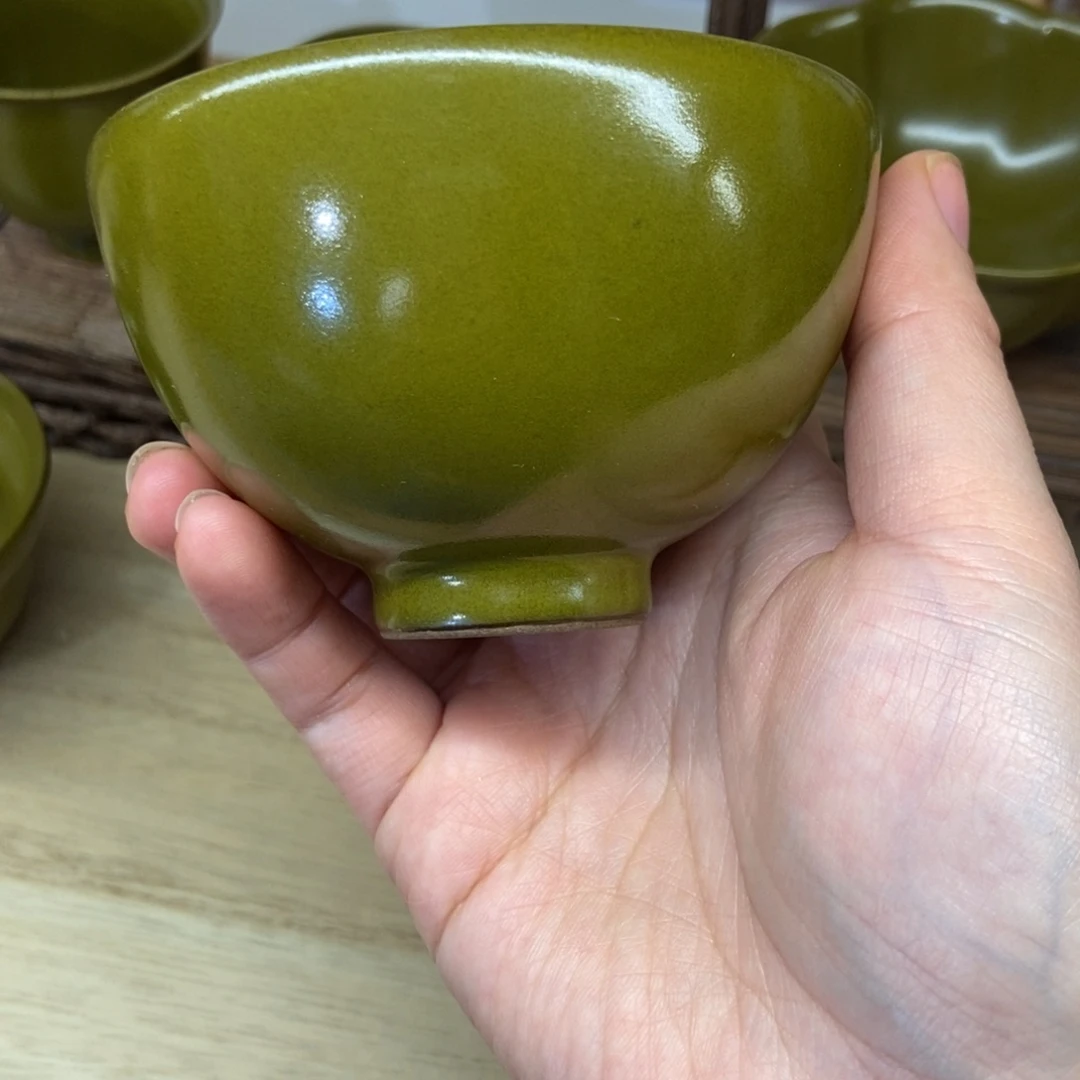 瓷片茶叶末釉鸡心杯哈哈哈微微瑕