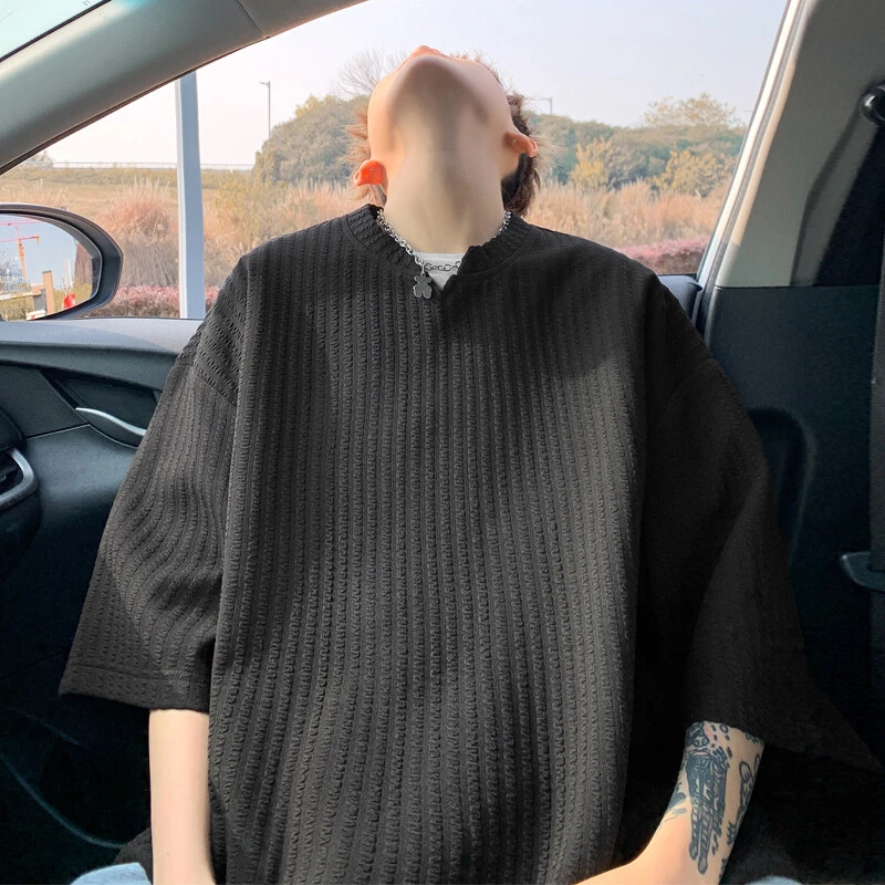 夏季潮流百搭宽松大码V领短袖T恤休闲半袖港风简约打底衫