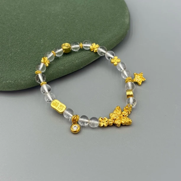 足银手链 蝴蝶星星水京手串