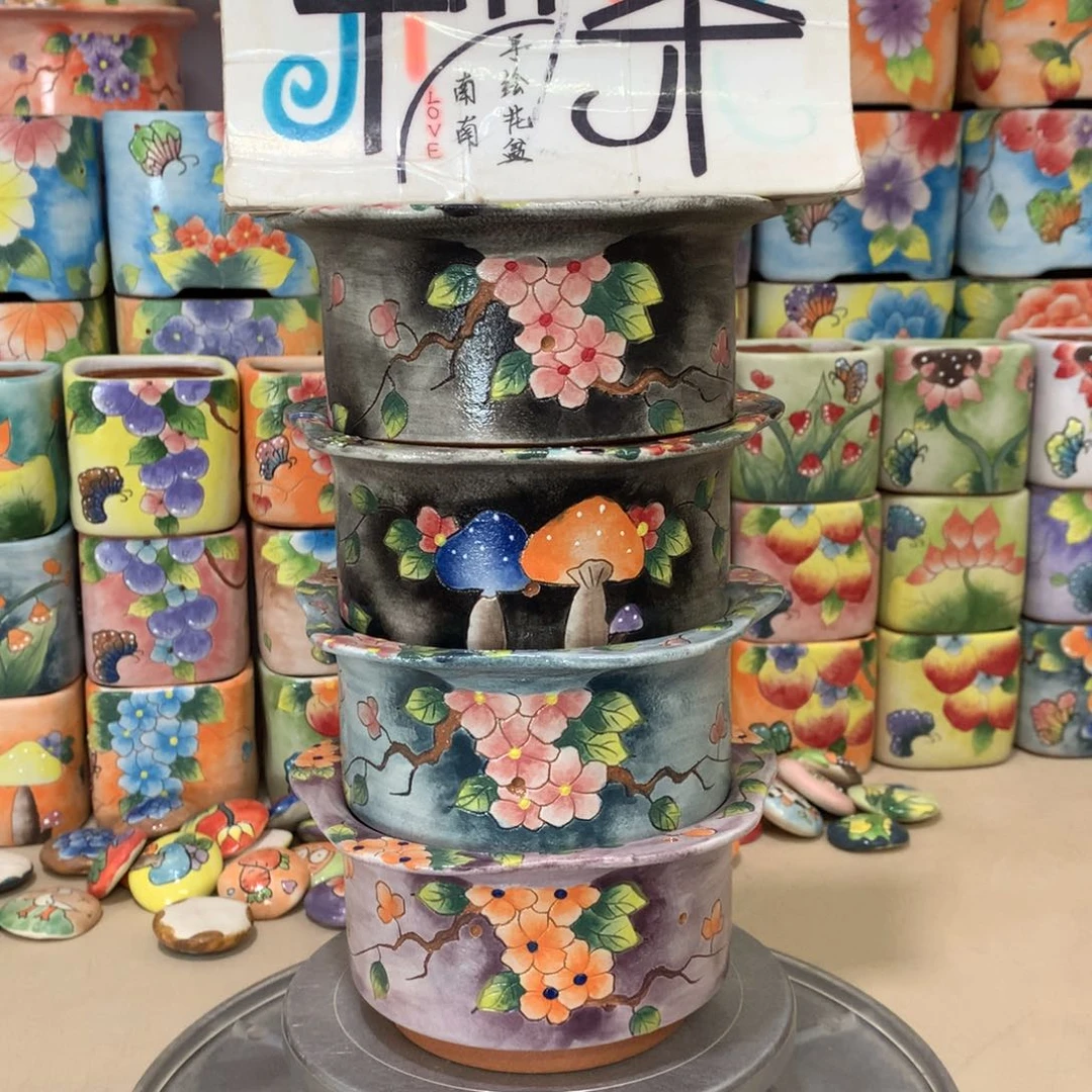 恩**奶福利花盆，手绘花盆