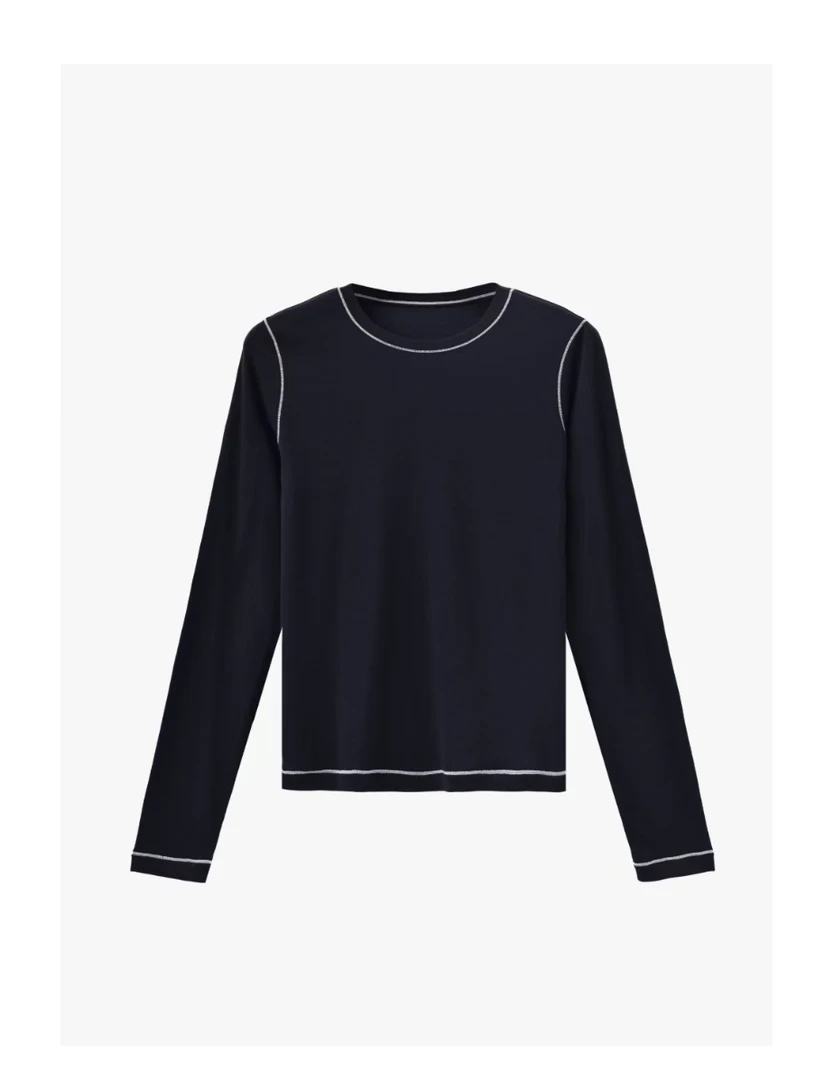 撞色线条显瘦打底T恤