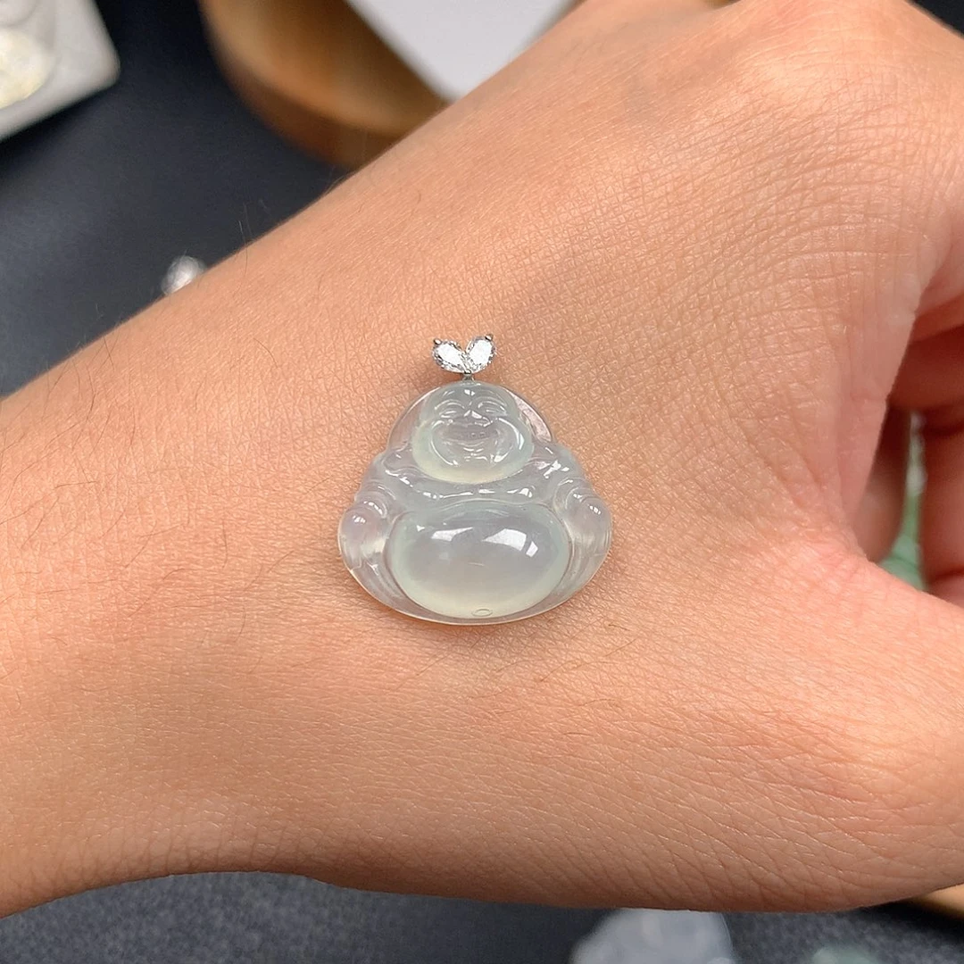 吊坠(不含链)18K金镶嵌翡翠