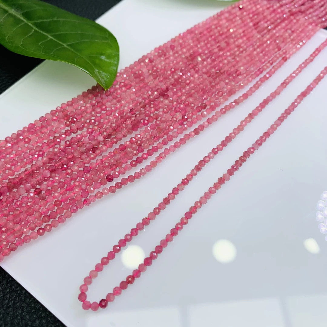 「戴琴珠宝」FR4096-粉碧玺切面长链2mm左右半成品（多样性发其一）