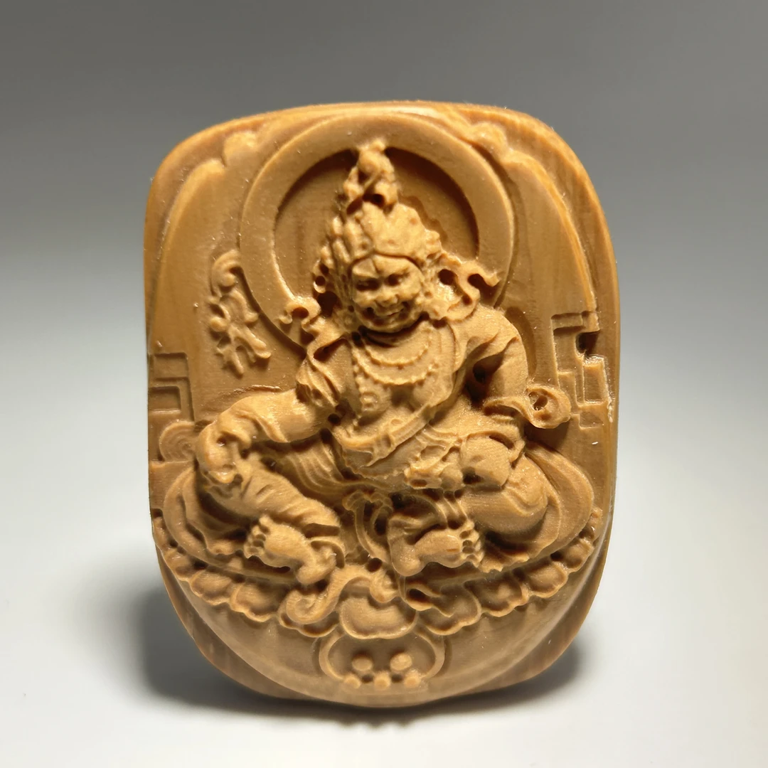 猛犸牙雕黄财神吊坠牌43*33*12mm假一罚四X1396