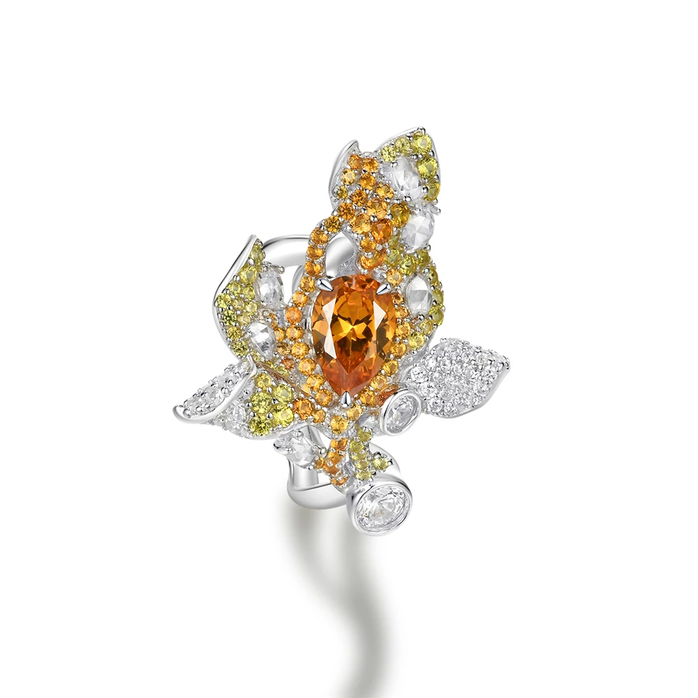 培育蓝宝石R4335【火叶】满钻镶嵌渐变色时尚精致戒百搭指4-11#