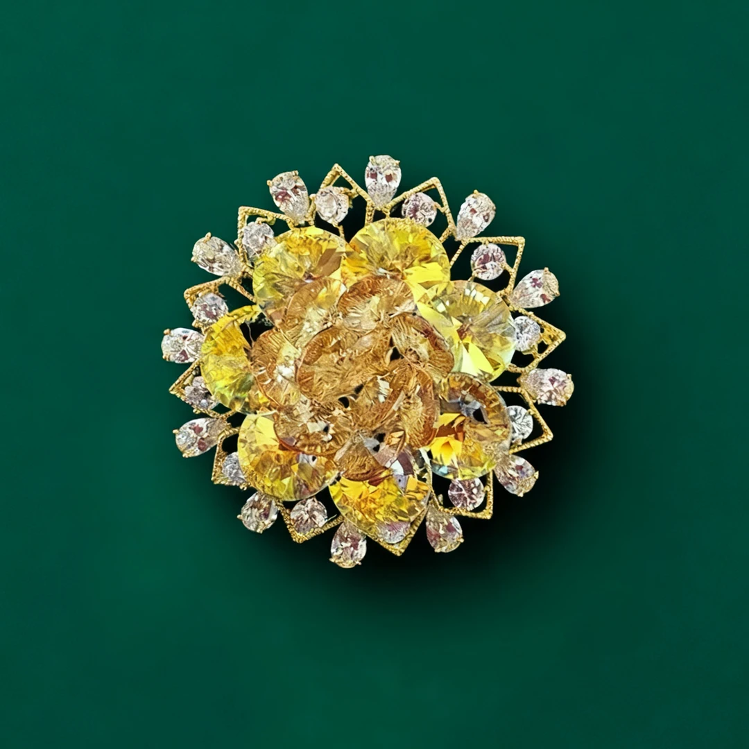 kasiya/卡思雅 铜合金仿水晶胸针 高档施家花朵胸针百搭款