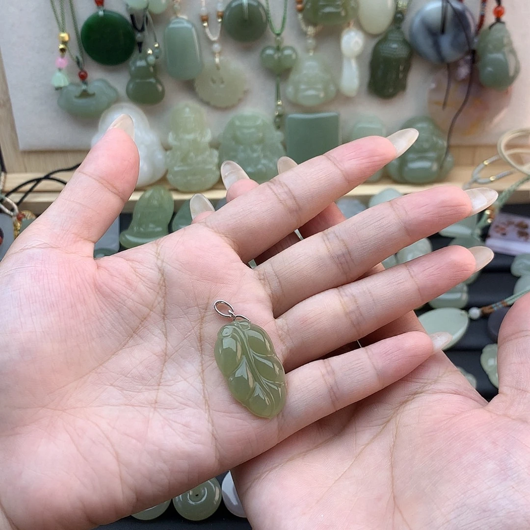 和田玉银S925镶嵌吊坠(不含链)