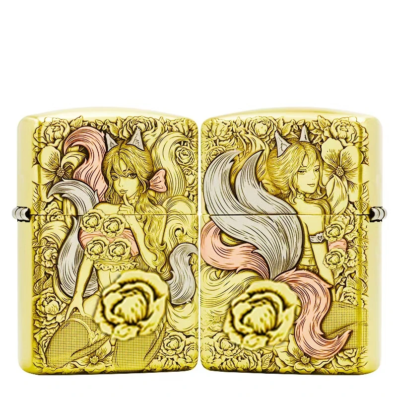 ZIPPO/之宝打火机正品【九尾狐女】黄铜镶嵌紫铜盔甲 XBL-DYJ1