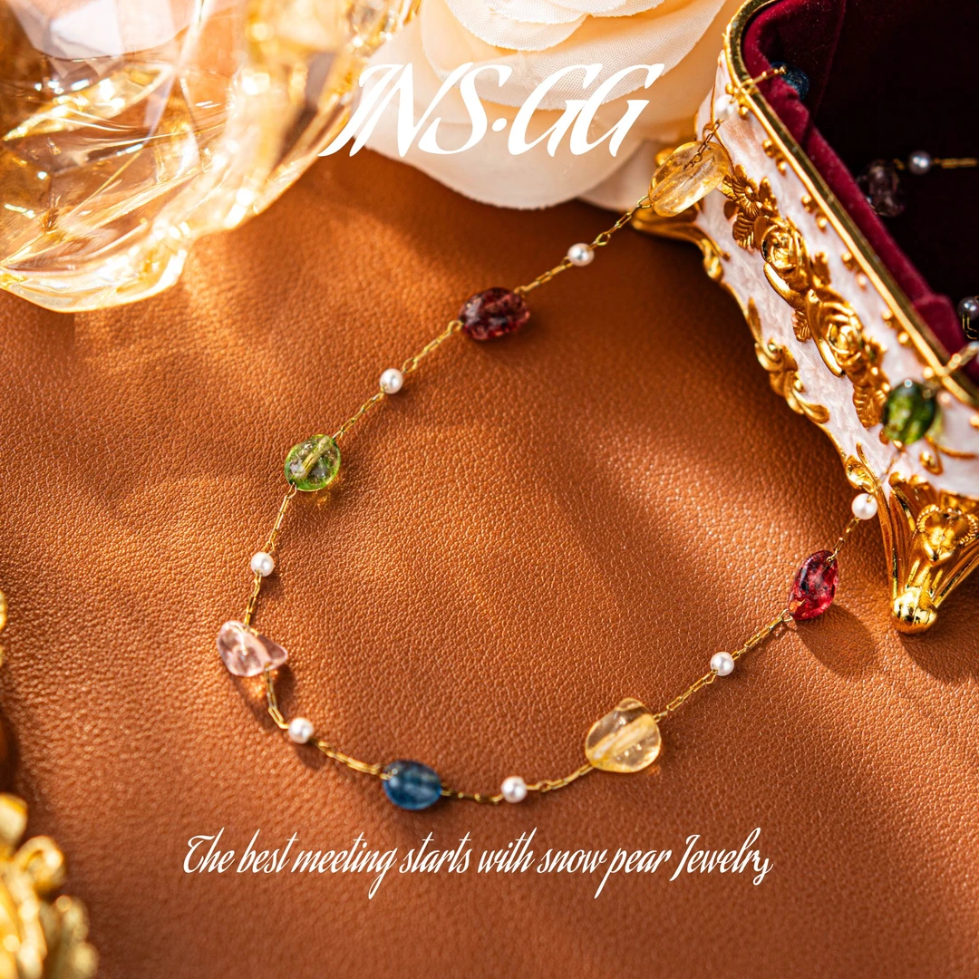 钛钢仿珍珠项链 【INS · GG】晶 ♠ 七彩糖果 小众 AX1282 项链·短款