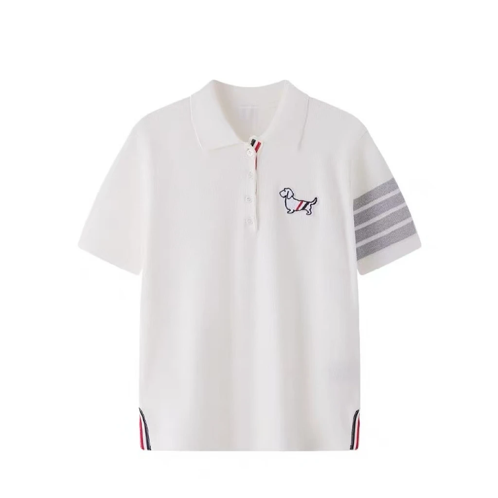 A2151 P0L0领小狗刺绣针织衫 学院风休闲减龄气质百搭显瘦T恤上衣