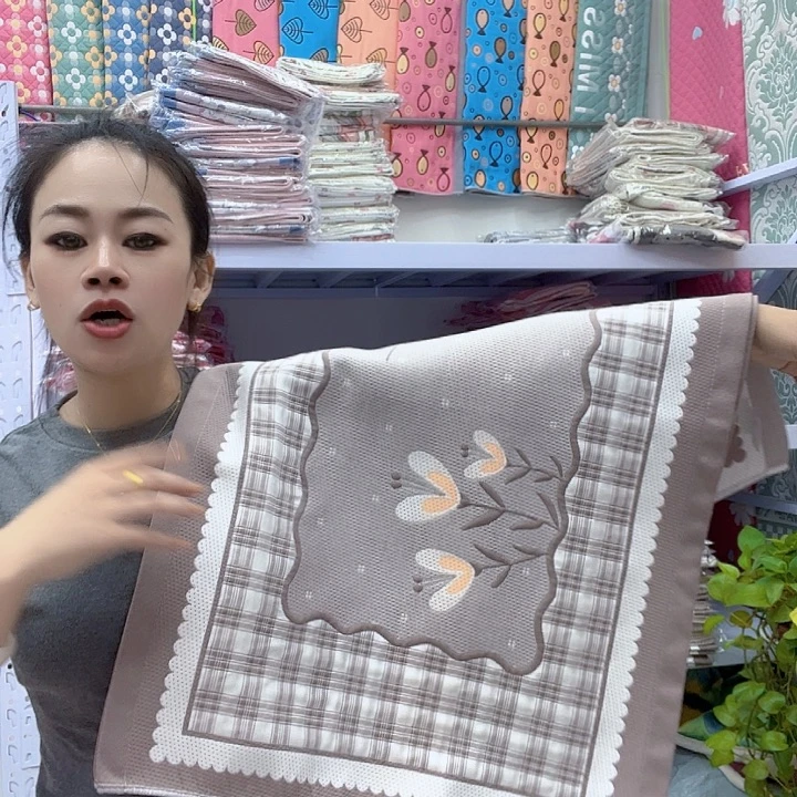 棉咖色三朵花纯棉