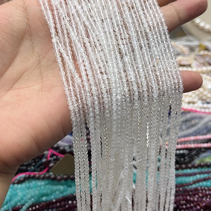 玛瑙/玉髓未镶嵌珠宝半成品一条2.5mm左右白水晶刻面
