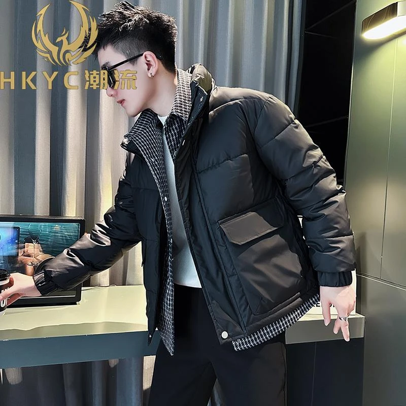 HKYC假两件服男冬季潮牌痞帅工装棉衣男款2025新款男士冬装外套