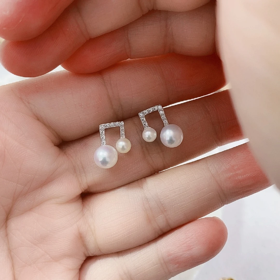 银S925镶嵌淡水珍珠淡水耳饰我***点