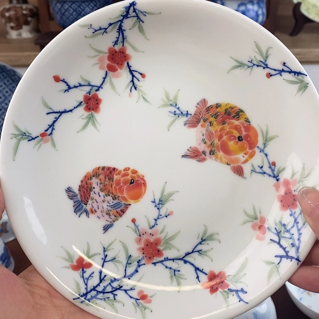 兰寿金鱼桃花壶承