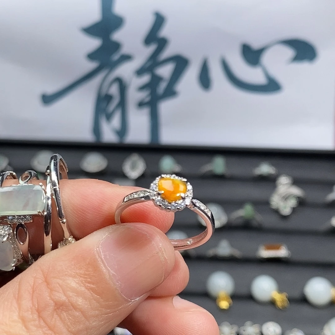 八***办翡翠银S925镶嵌戒指