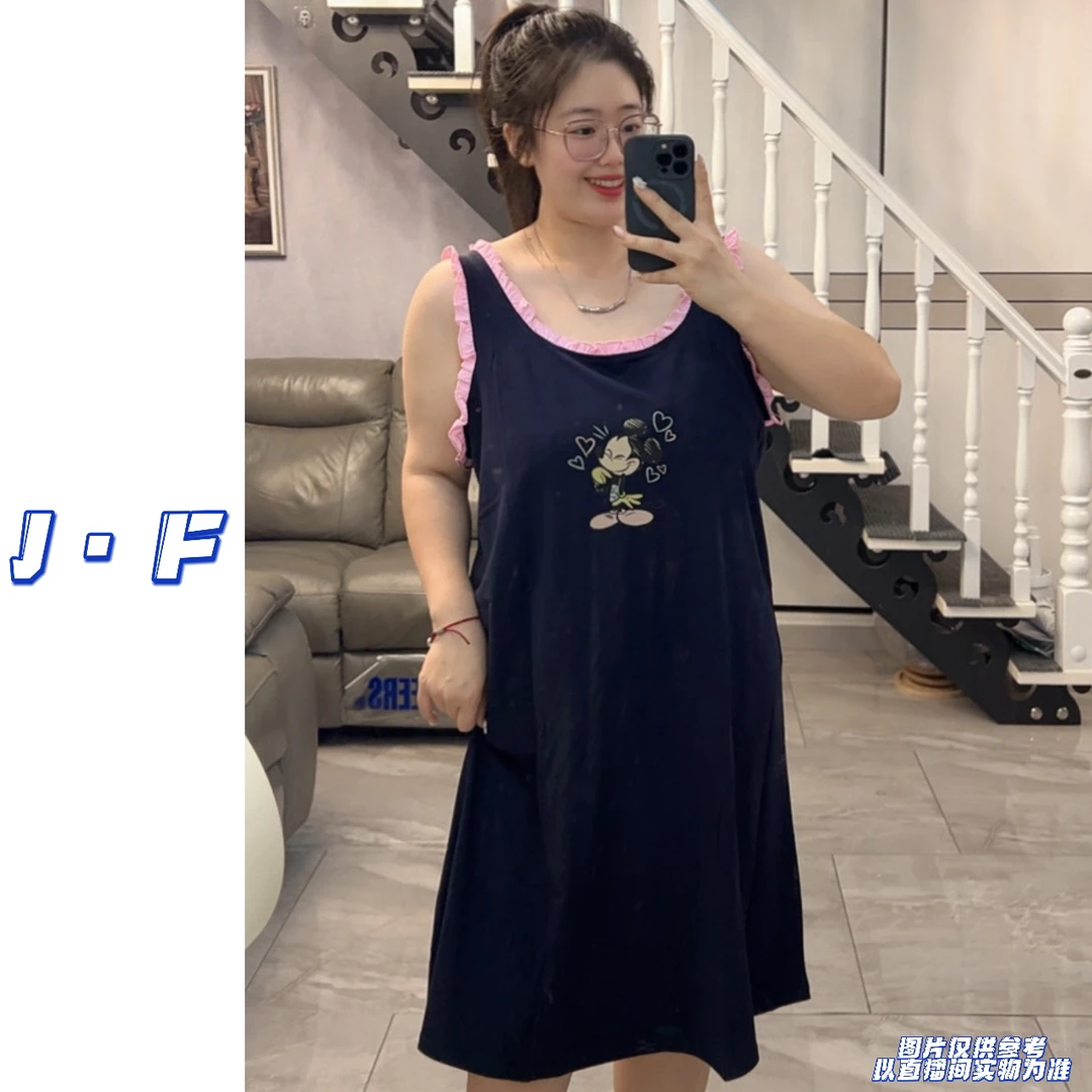 JF定制大码女装25196卡通米奇花边冰瓷睡裙背心裙