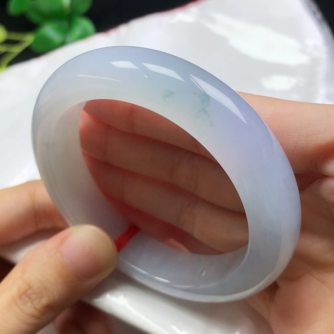未镶嵌手镯（圆镯）翡翠52圈口蓝冰紫调编号715