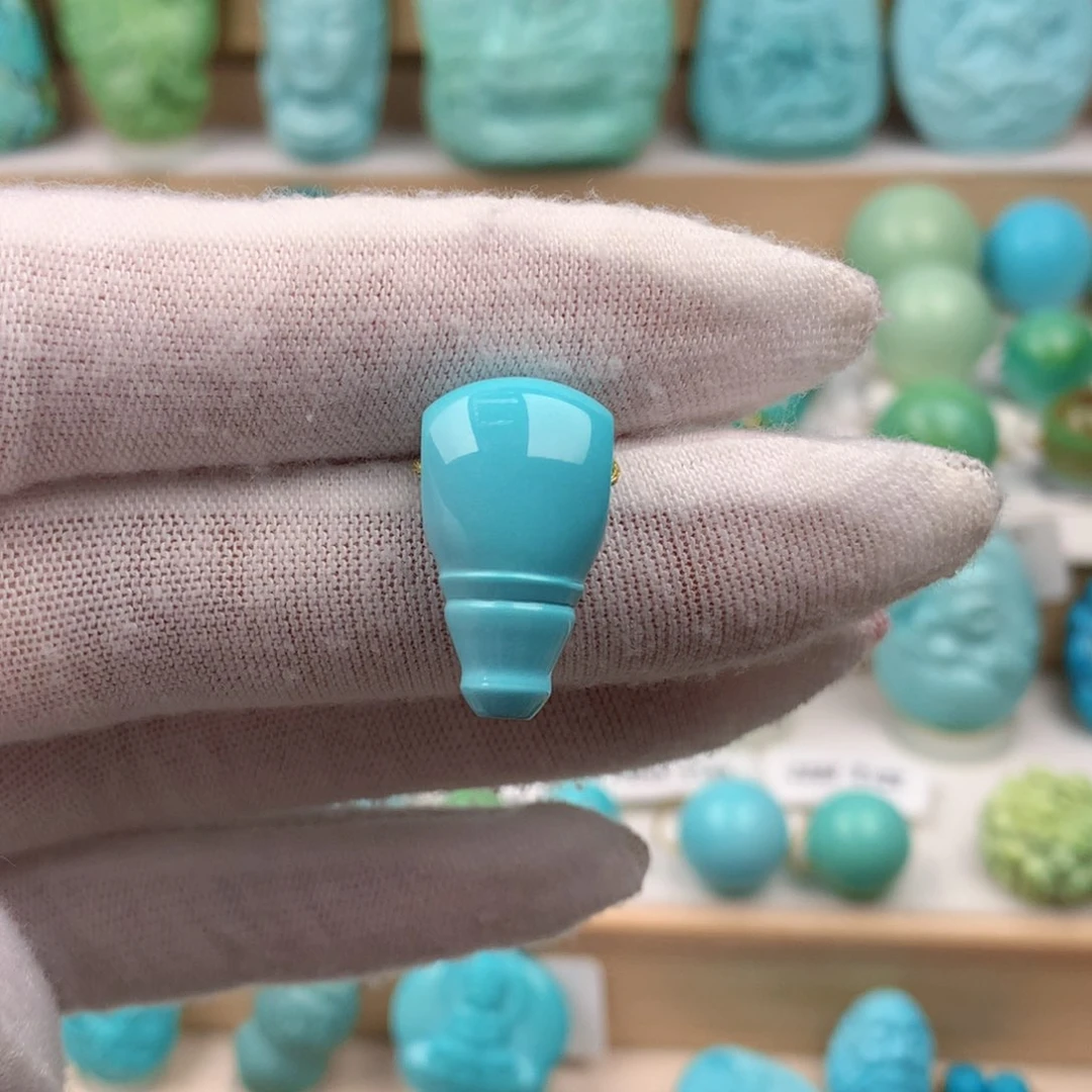 未镶嵌绿松石珠宝奇石12.2毫米对孔