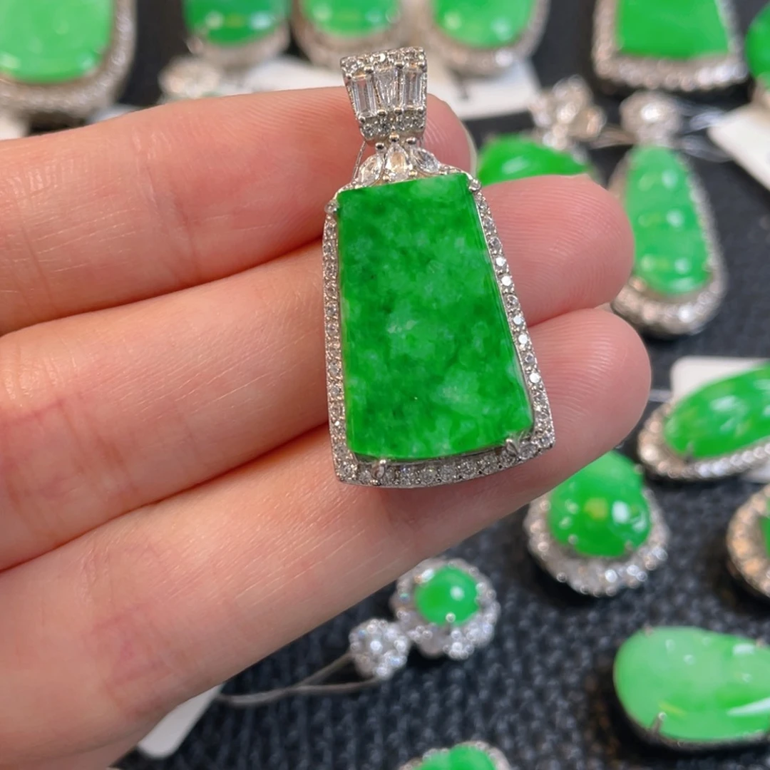 翡翠银S925镶嵌吊坠(不含链)