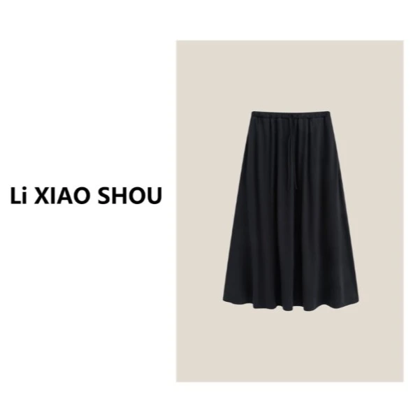 【李小痩大码女装】空调裙简约舒适气质半身裙黑色大码女1219D