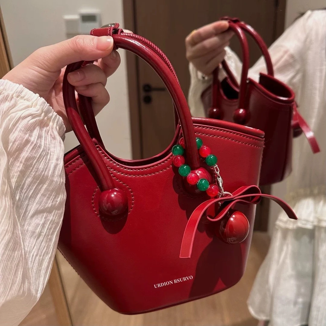 樱桃热恋手提托特包包女式2025新款时尚单肩手提包斜挎包小包