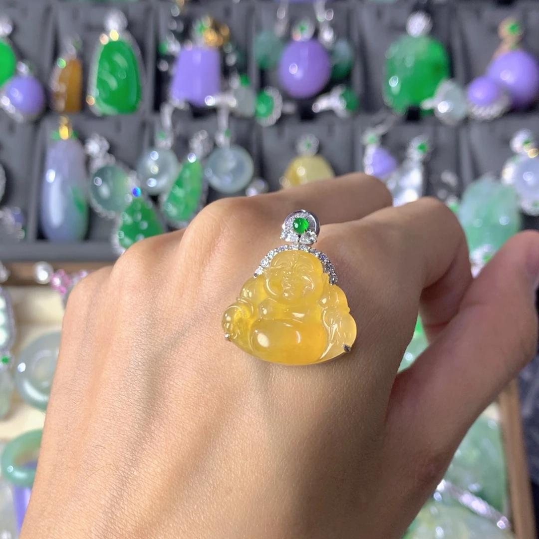 翡翠18K金镶嵌吊坠(不含链)