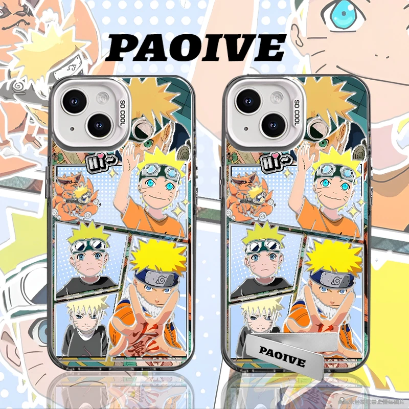 适用苹果华为vivo一加iPhone14小米三星鸣人贴图防摔彩银手机壳