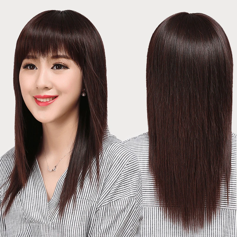 假发女 真人发丝长直发假发 全头套真发逼真超自然中老年40-50岁
