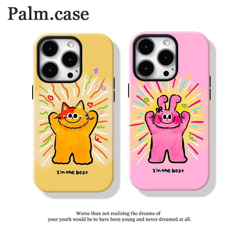 菲林二合一适用华为/oppo/vivo/小米/一加/苹果ins手机壳情侣兔猫