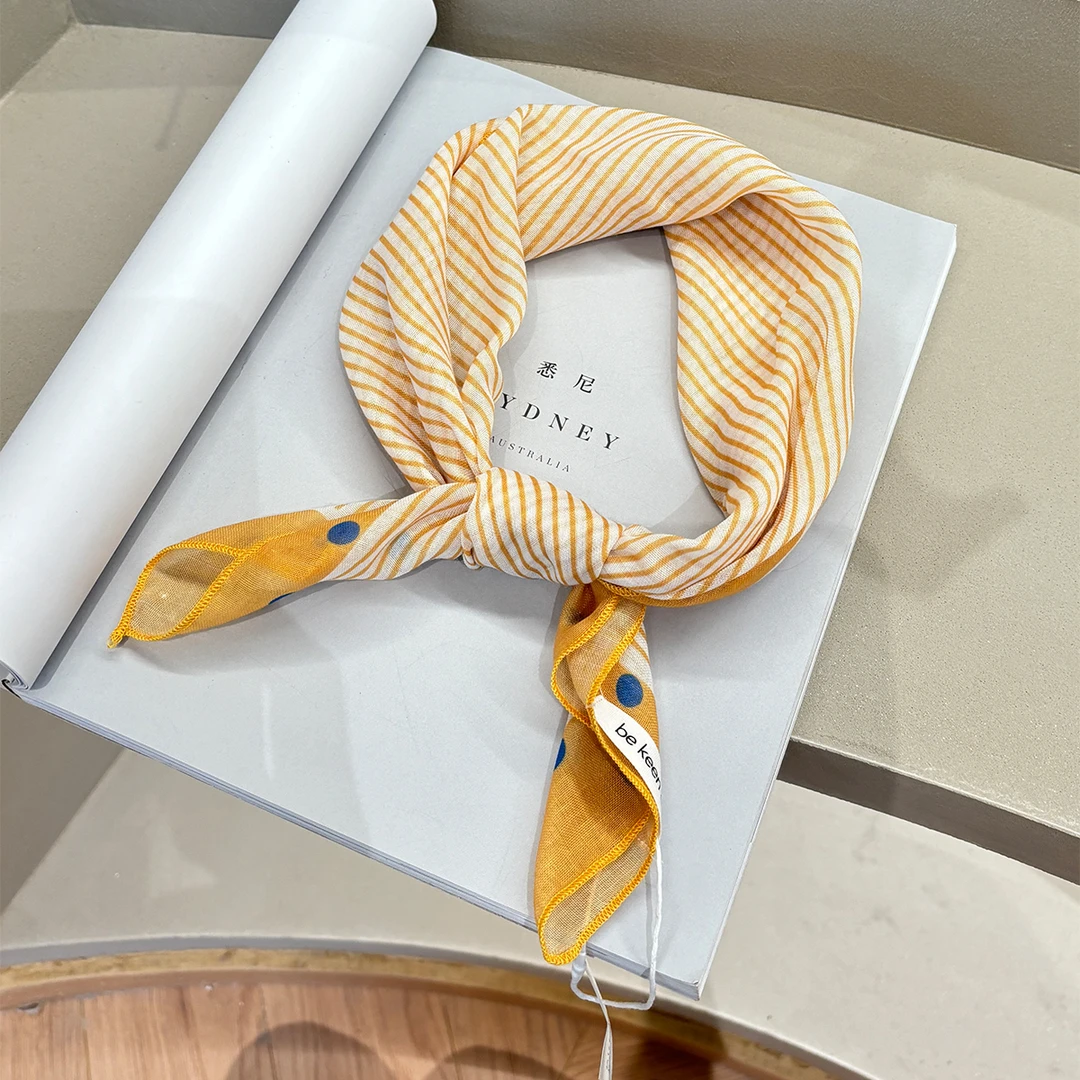 【57*57】韩版拼色锁边方巾文艺通勤领巾百搭装饰印花头巾25W021-11