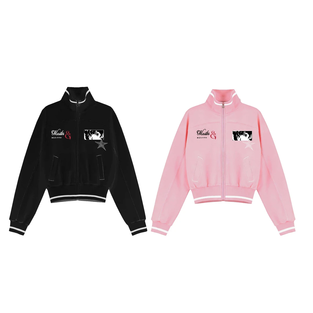 MKGO 原创美式街头辣妹绣花撞色外套