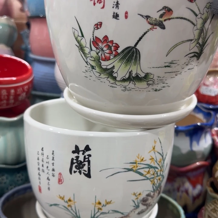 凑9块包邮，有孔，陶瓷花盆