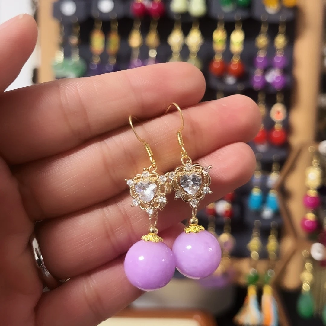 锆石纯铜925银耳饰