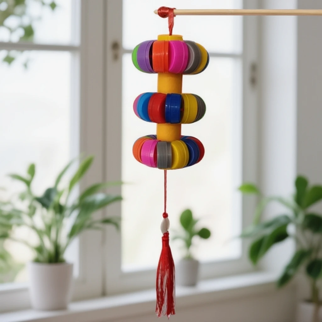 儿童益智豪华款彩虹瓶盖手工制作灯笼成品创意玩具带灯款