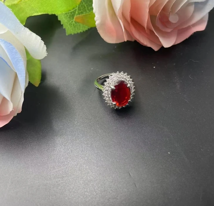 非金属合成锆石戒指 红韵雅梦 戒指  AS