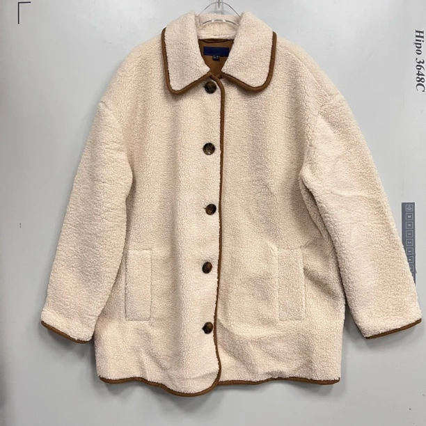 2512269菠萝系撞色毛毛外套女宽松休闲25秋冬新款