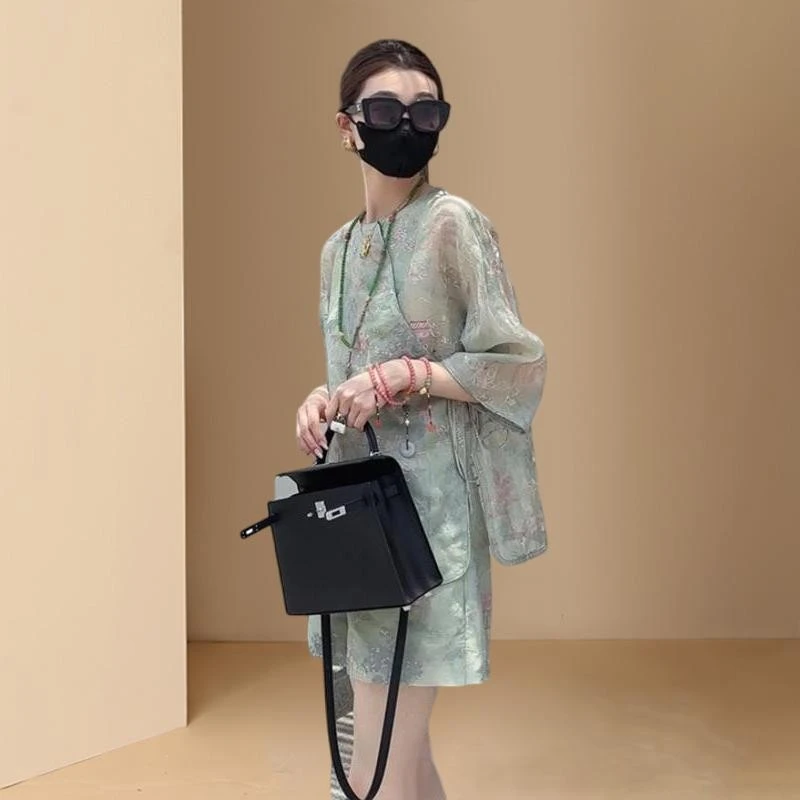 2024新款春秋夏季夏装女装两件套装新中式中国风时髦气质短裤
