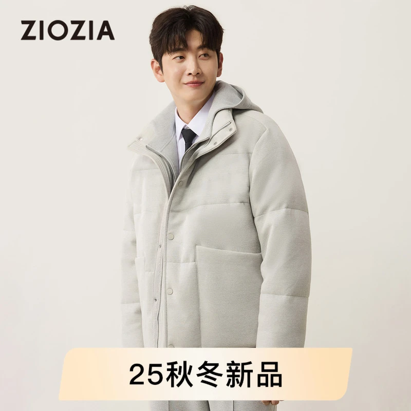 【丹宁面料】ZIOZIA通勤男装冬仿牛仔微阔白鸭绒羽绒服夹克外套