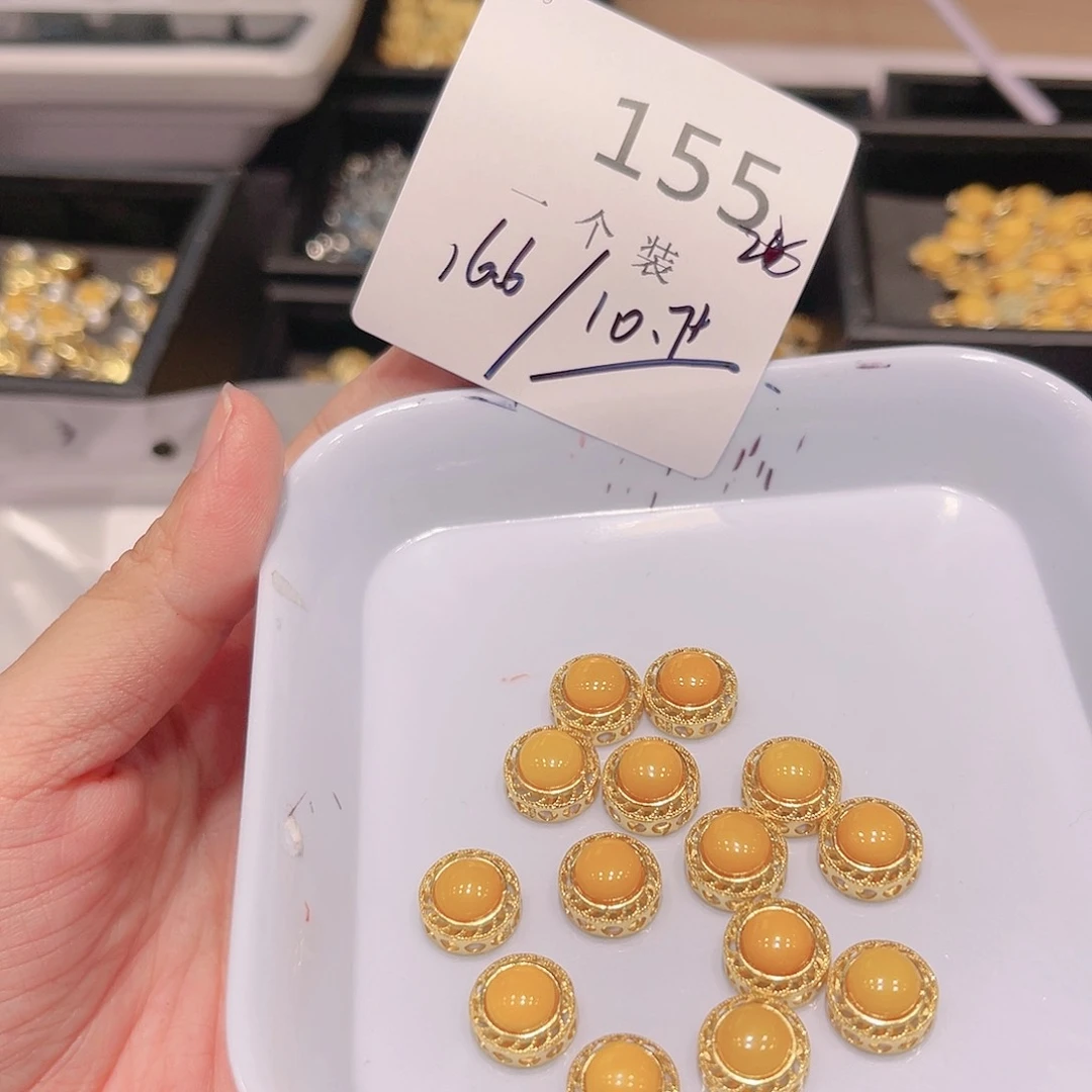 蜜蜡珠宝奇石银S925镀金镶嵌255