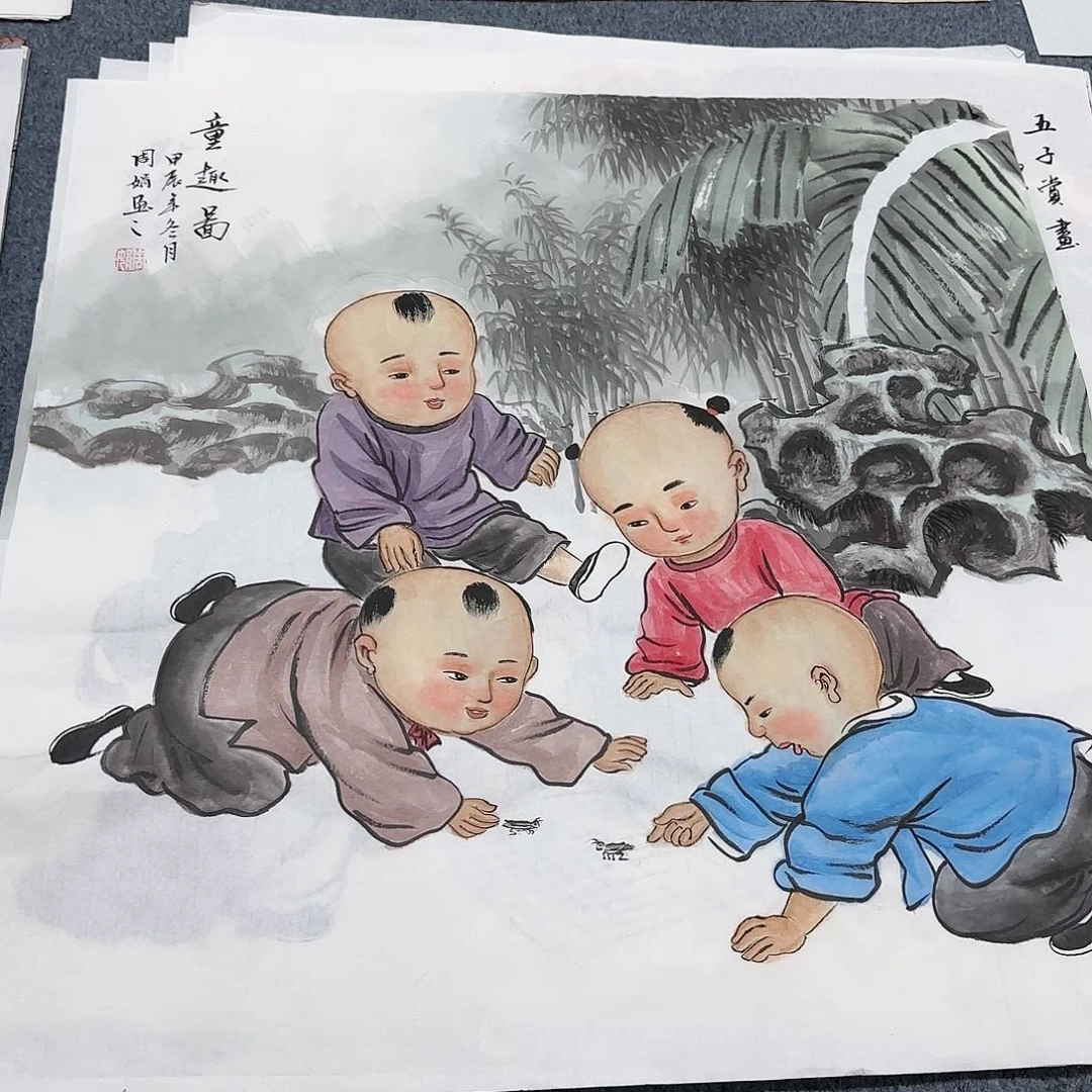 国画尺寸70X70手绘作品