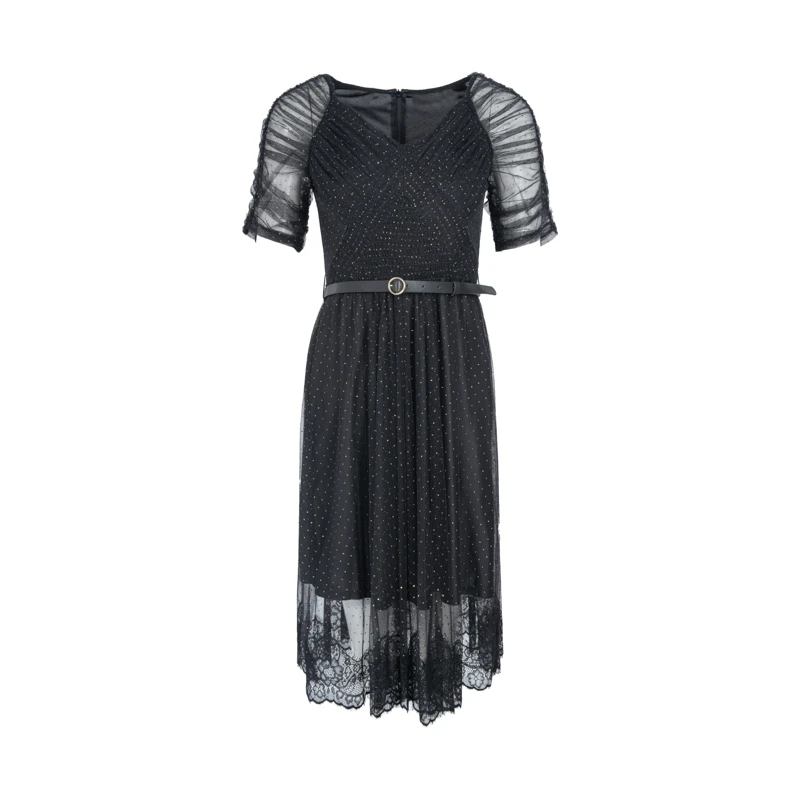 【她翼】春季连衣裙蕾丝显瘦气质轻奢时尚设计师拼接AA0232321532