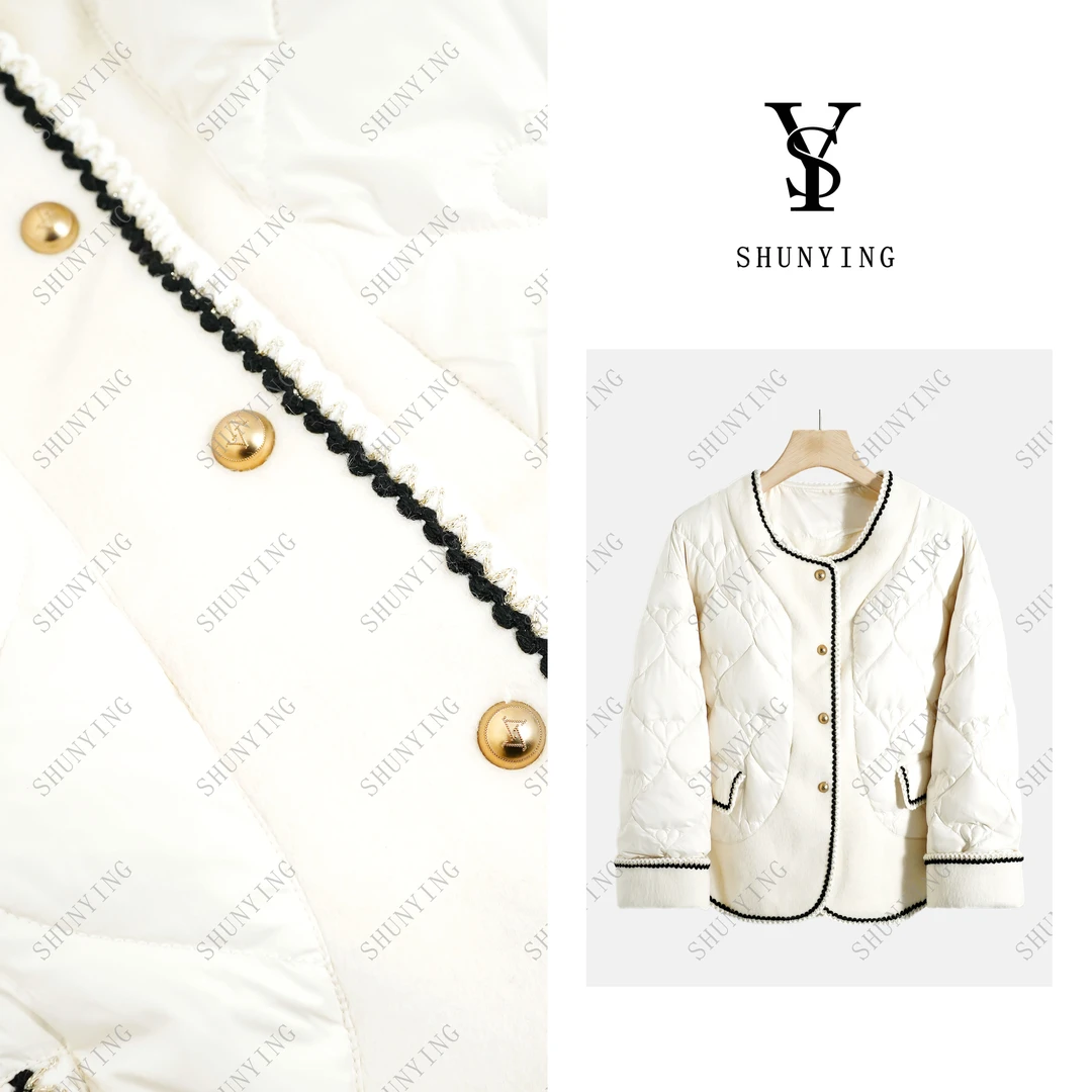 【仟娜】气质又减龄~设计感轻薄气质小香风休闲羽绒服SY66YRF025