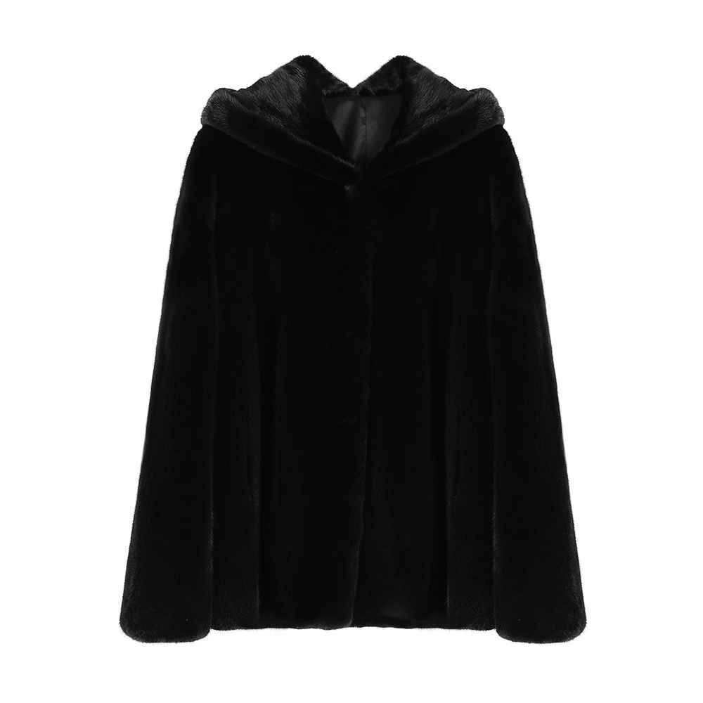 祖阿曼 新款进口天鹅绒短款戴帽女士毛毛外套女118款