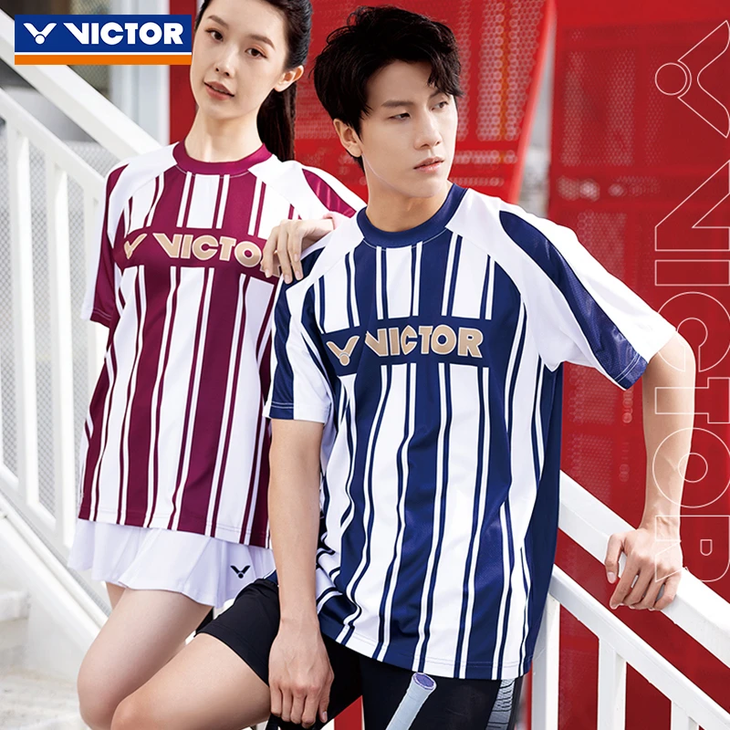 VICTOR威克多胜利羽毛球服训练系列男女中性款针织运动T恤T-50039