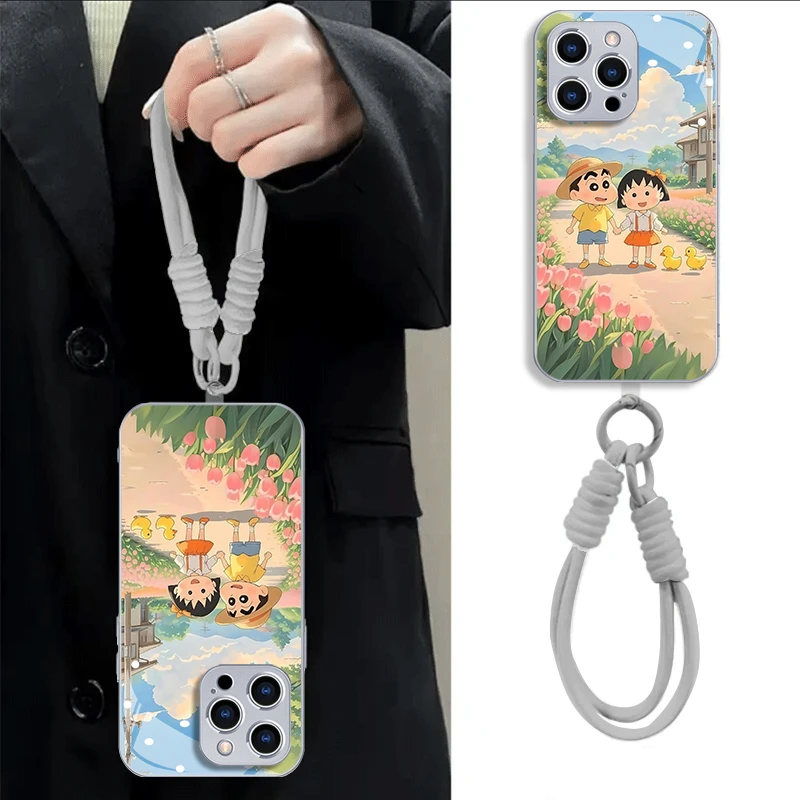 蜡笔小新金属漆iPhone苹果16手机壳适用华为p荣耀OPPO小米vivo