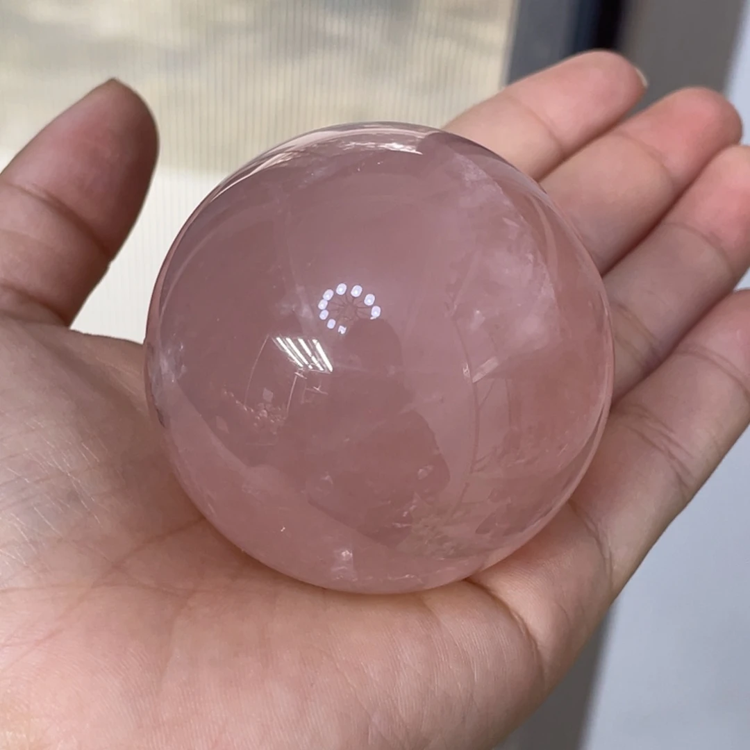 未镶嵌珠宝半成品水晶MM粉水晶球H2714