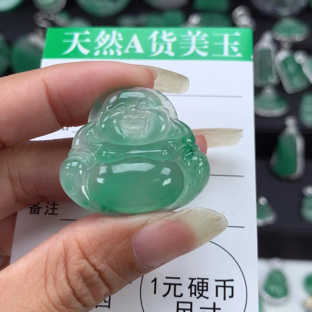 银S925镶嵌吊坠石英质玉（非洲翠）
